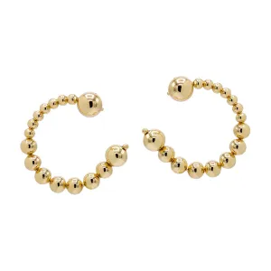 Gold Filled Solid Beaded Ball Loop Stud Earring