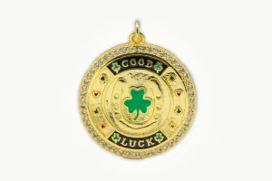 Gold Good Luck Clover Pave Charm