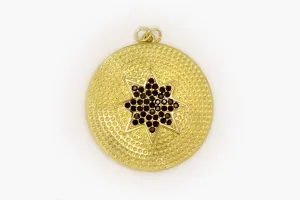 Gold Large Black Rhinestone Star Coin Charm