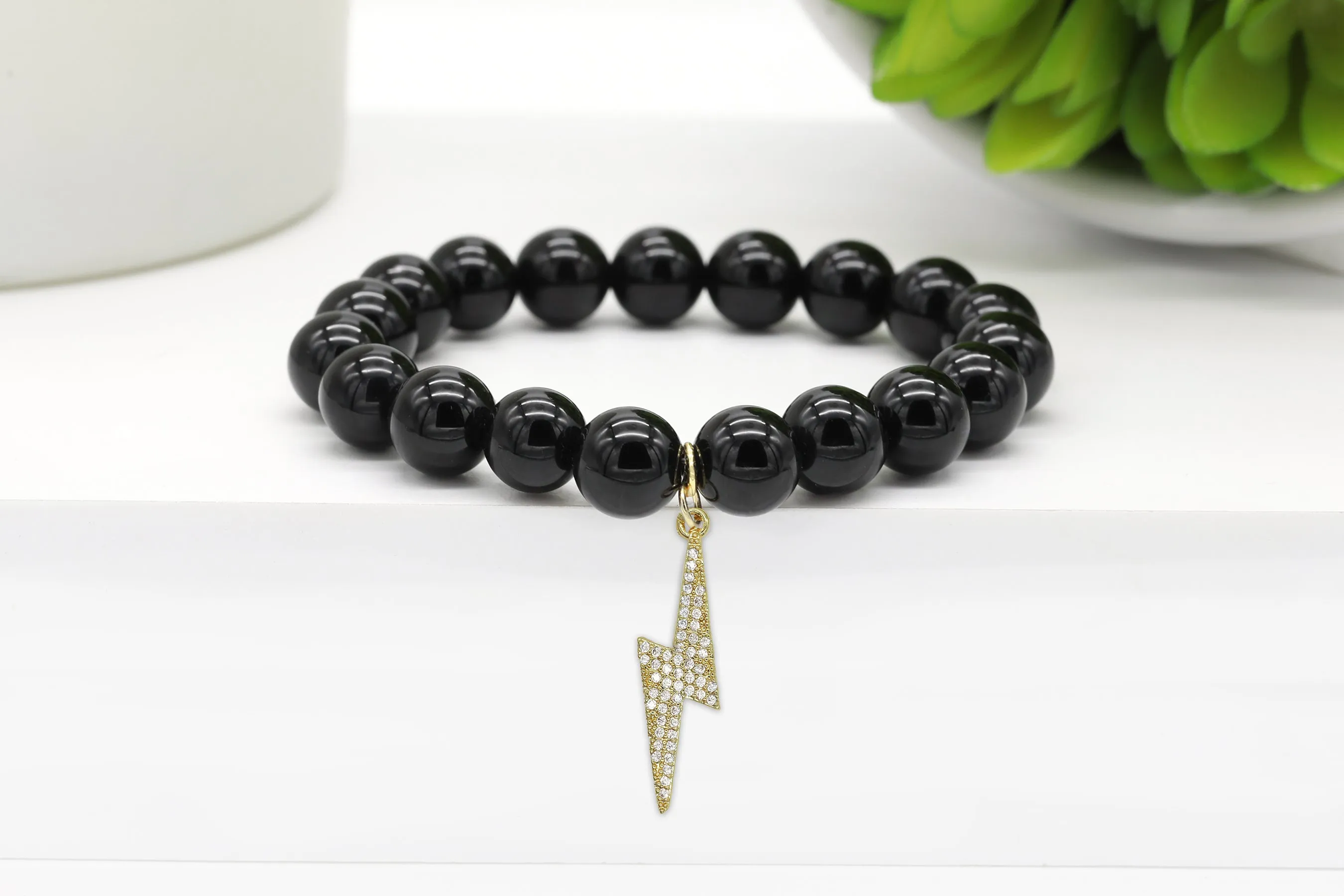 Gold Large Pave Lightening Bolt Charm