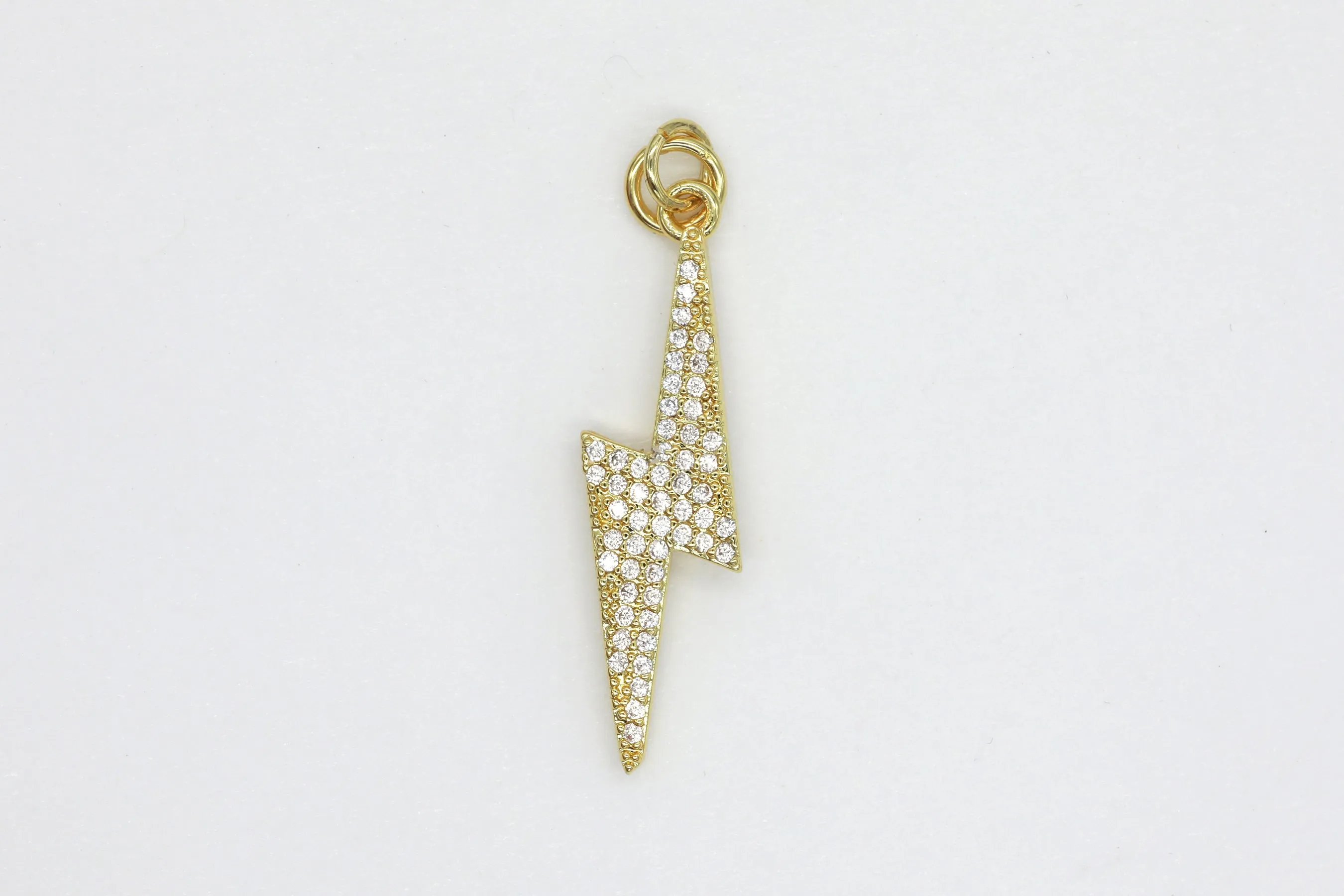 Gold Large Pave Lightening Bolt Charm