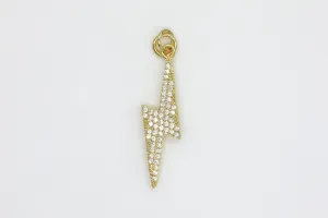 Gold Large Pave Lightening Bolt Charm