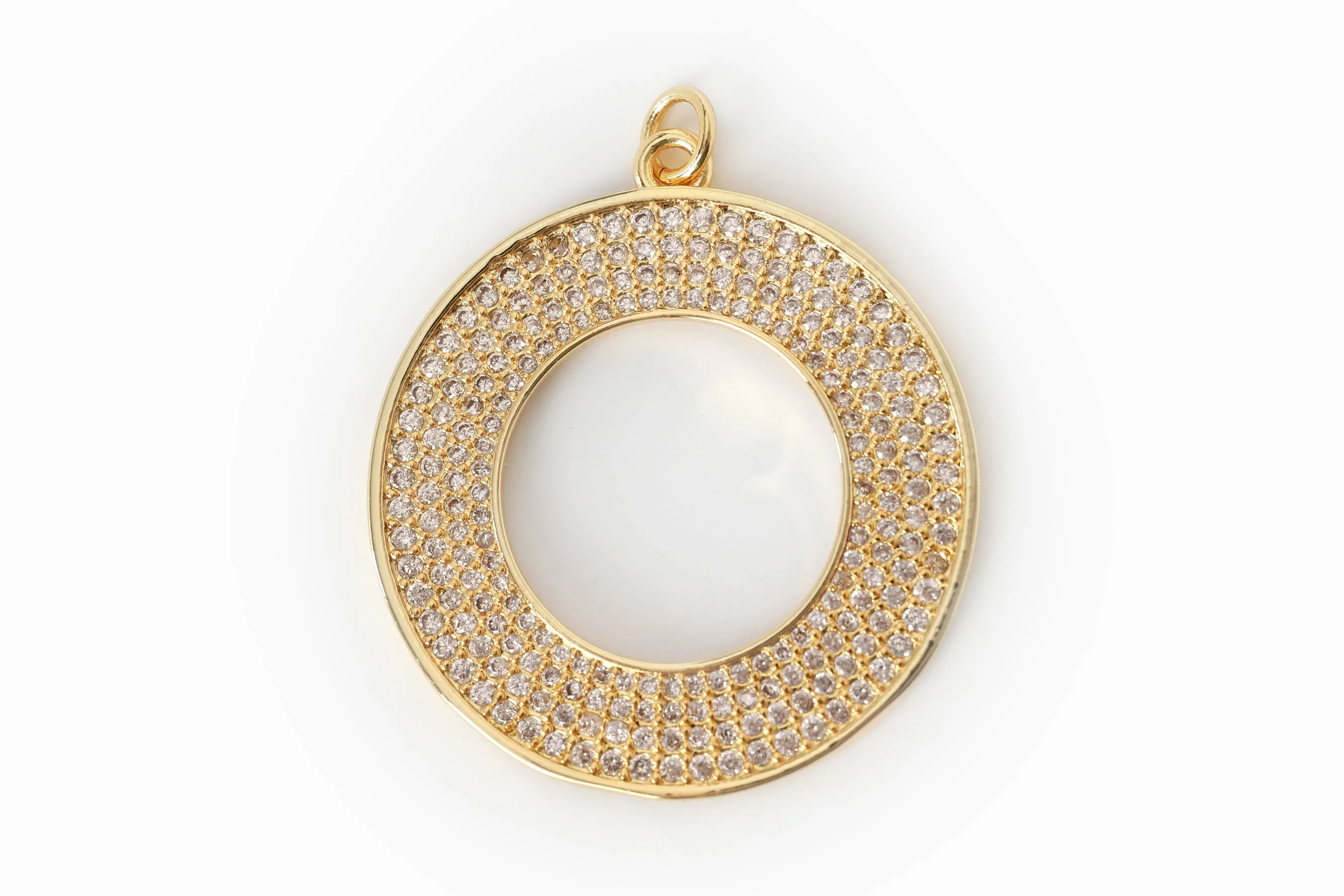 Gold Pave Circle Charm
