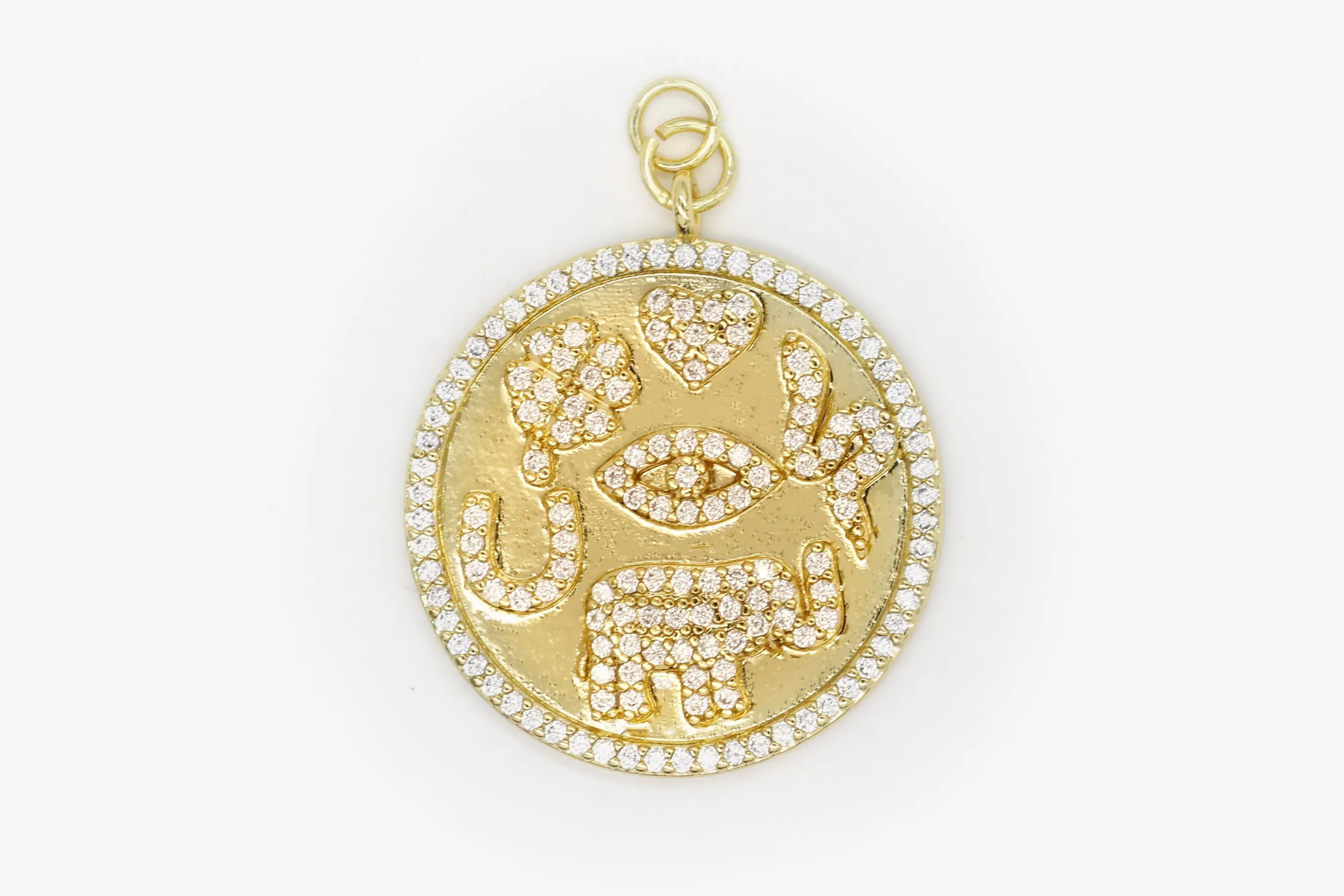Gold Pave Lucky Coin Charm