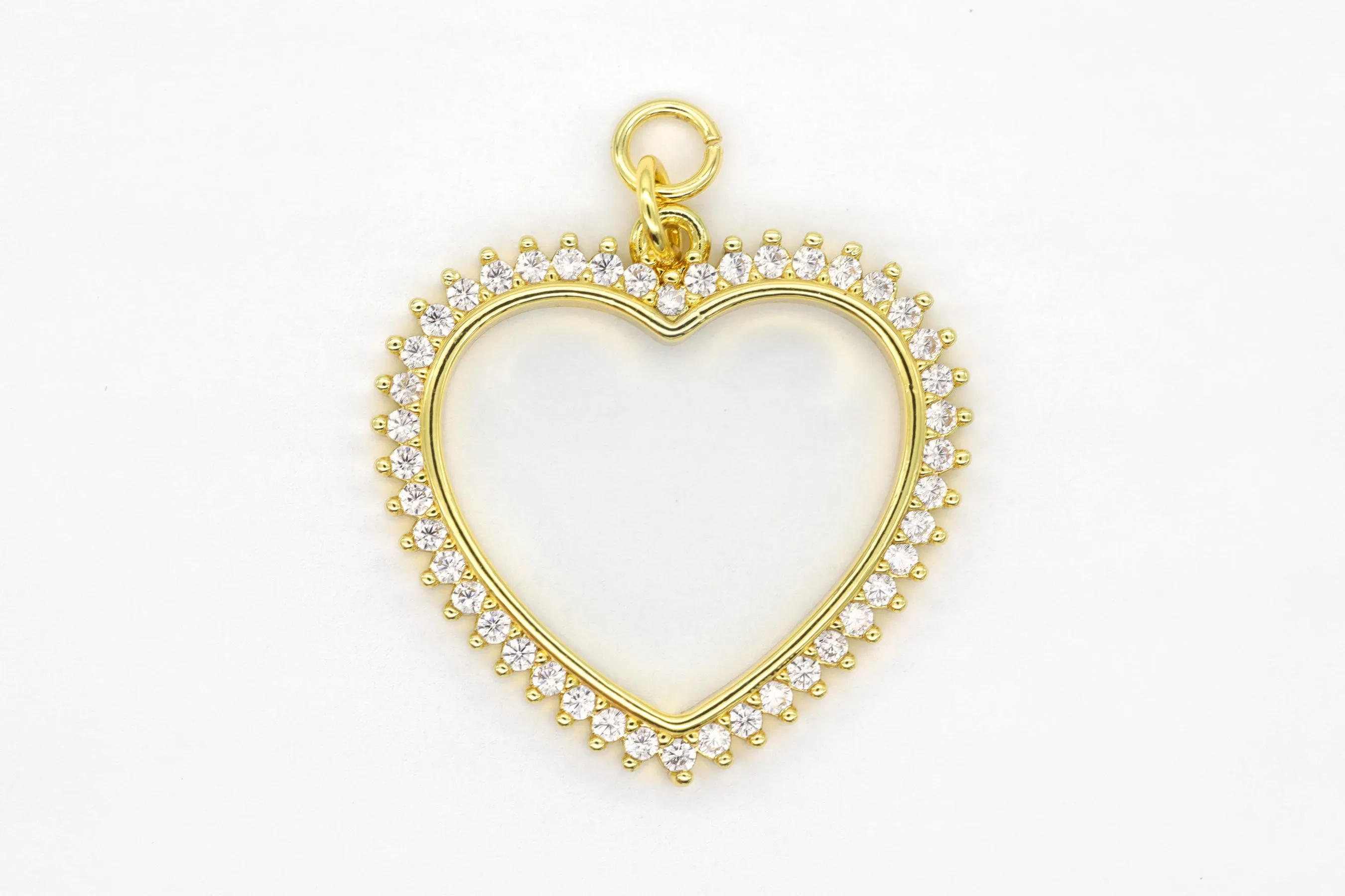 Gold Pave Open Heart Charm