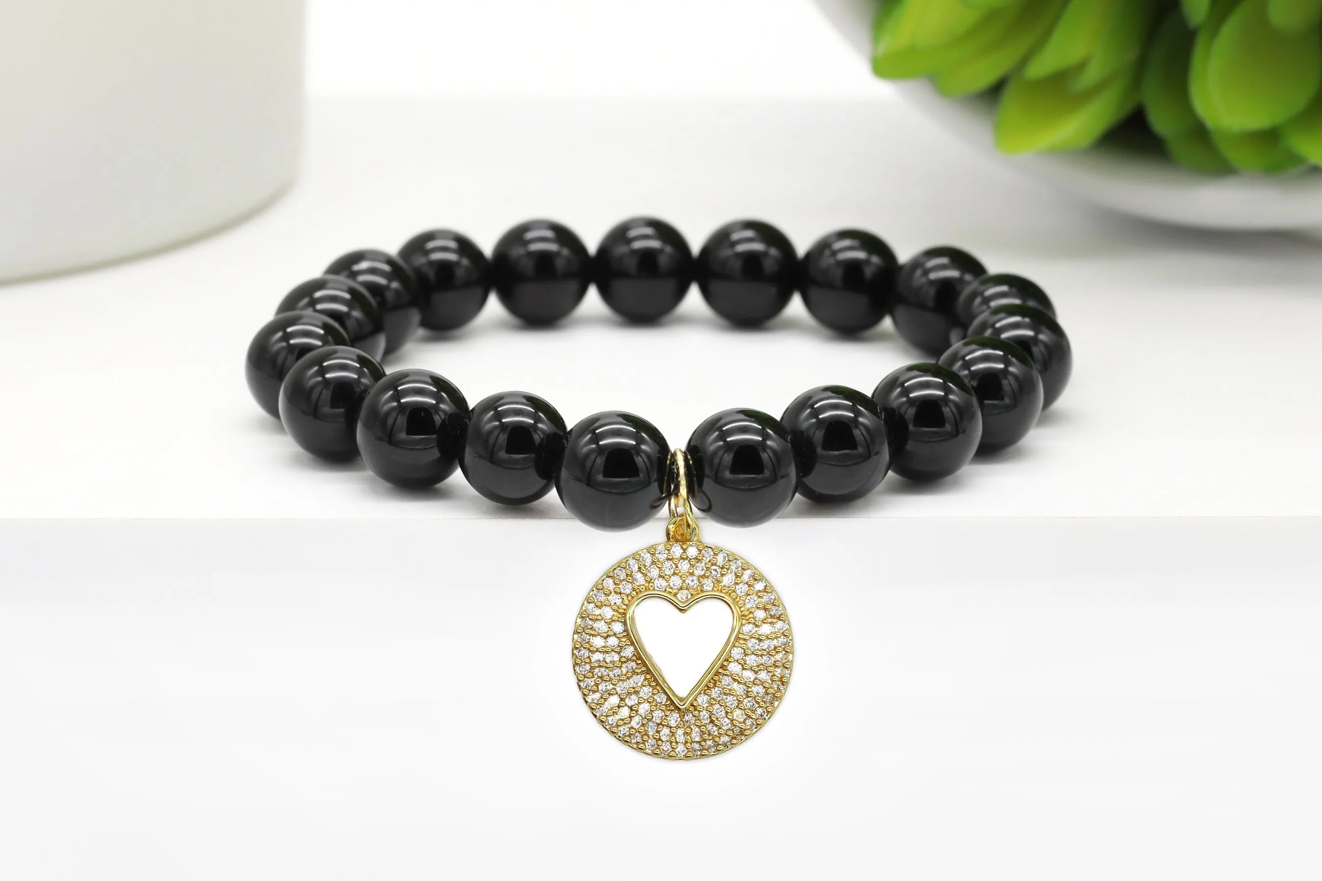 Gold Pave Open Heart Charm
