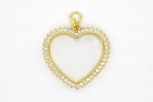 Gold Pave Open Heart Charm