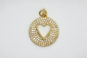 Gold Pave Open Heart Charm