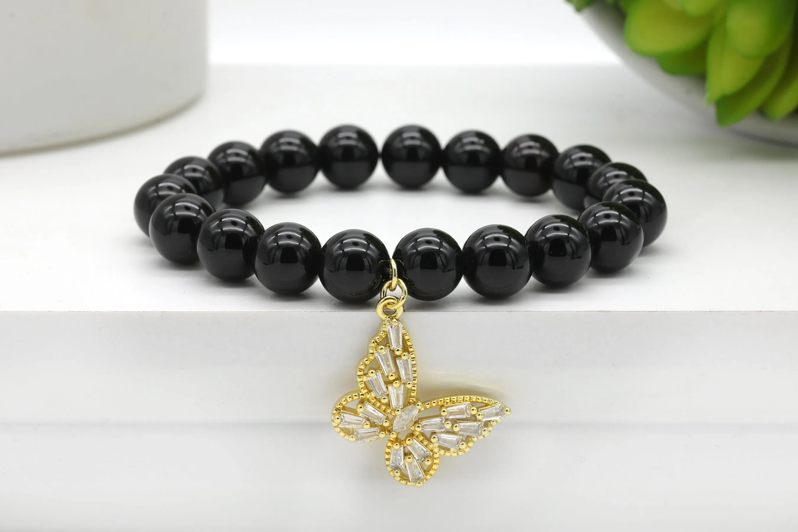 Gold Pave Side Butterfly Charm