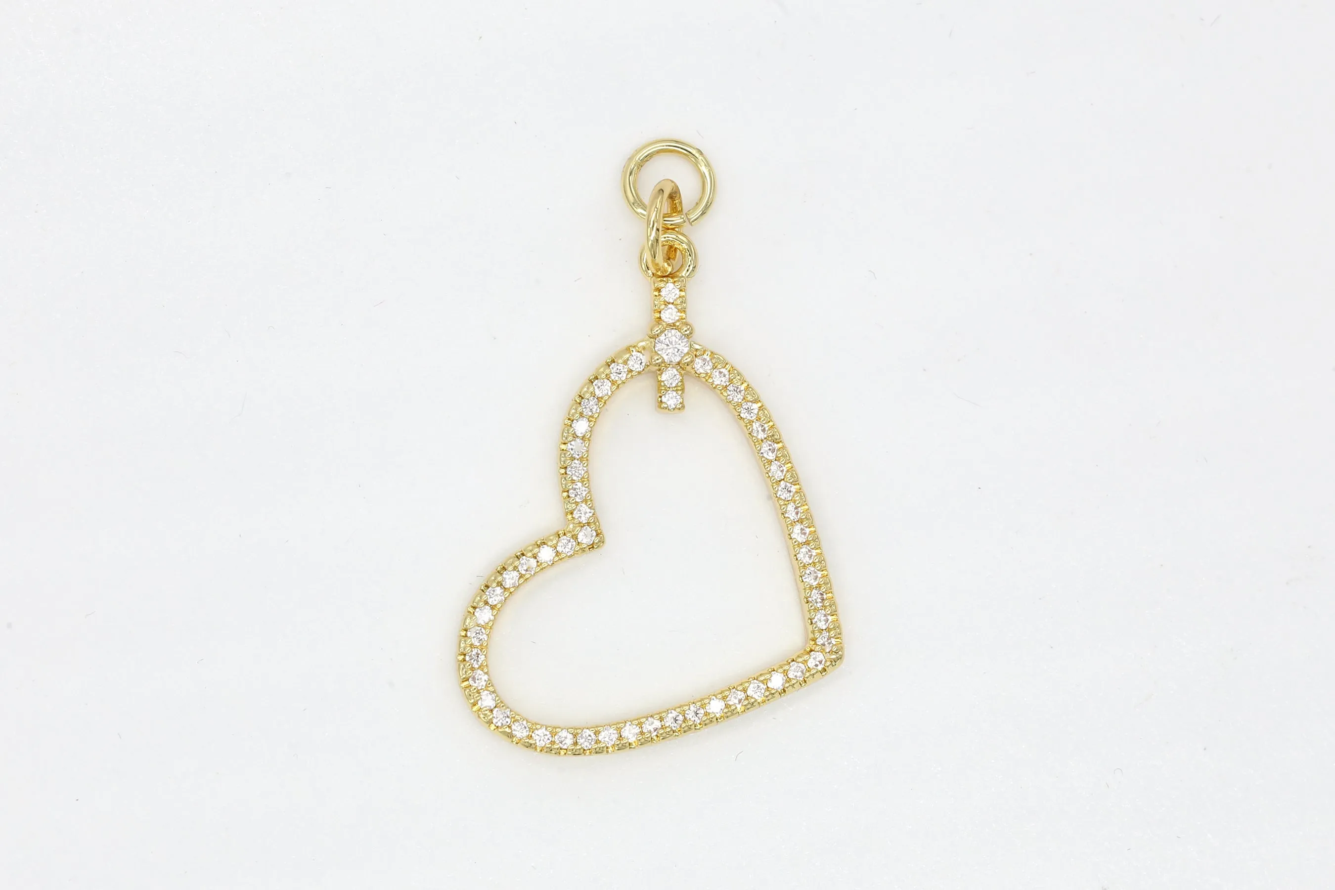 Gold Pave Side Heart Charm