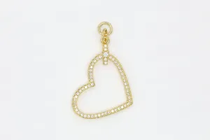 Gold Pave Side Heart Charm