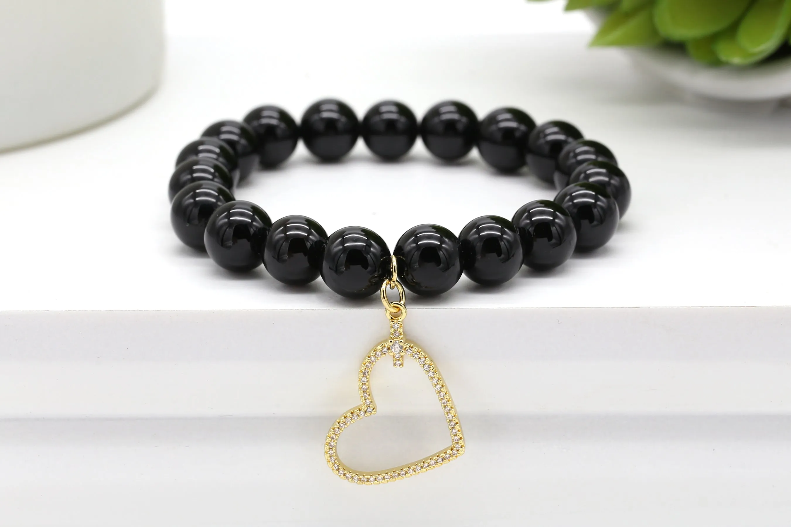 Gold Pave Side Heart Charm