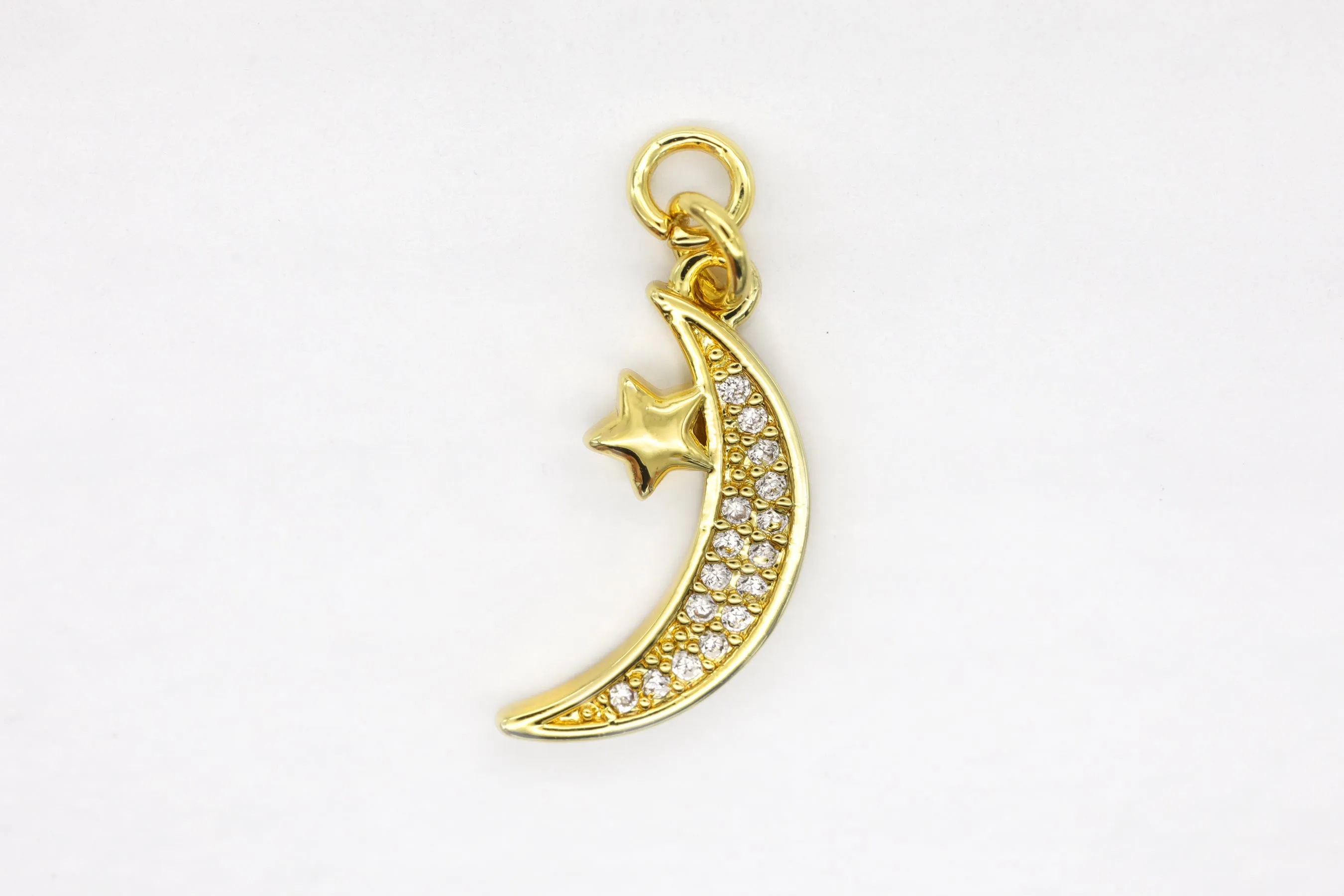 Gold Pave Small Star/Moon Charm