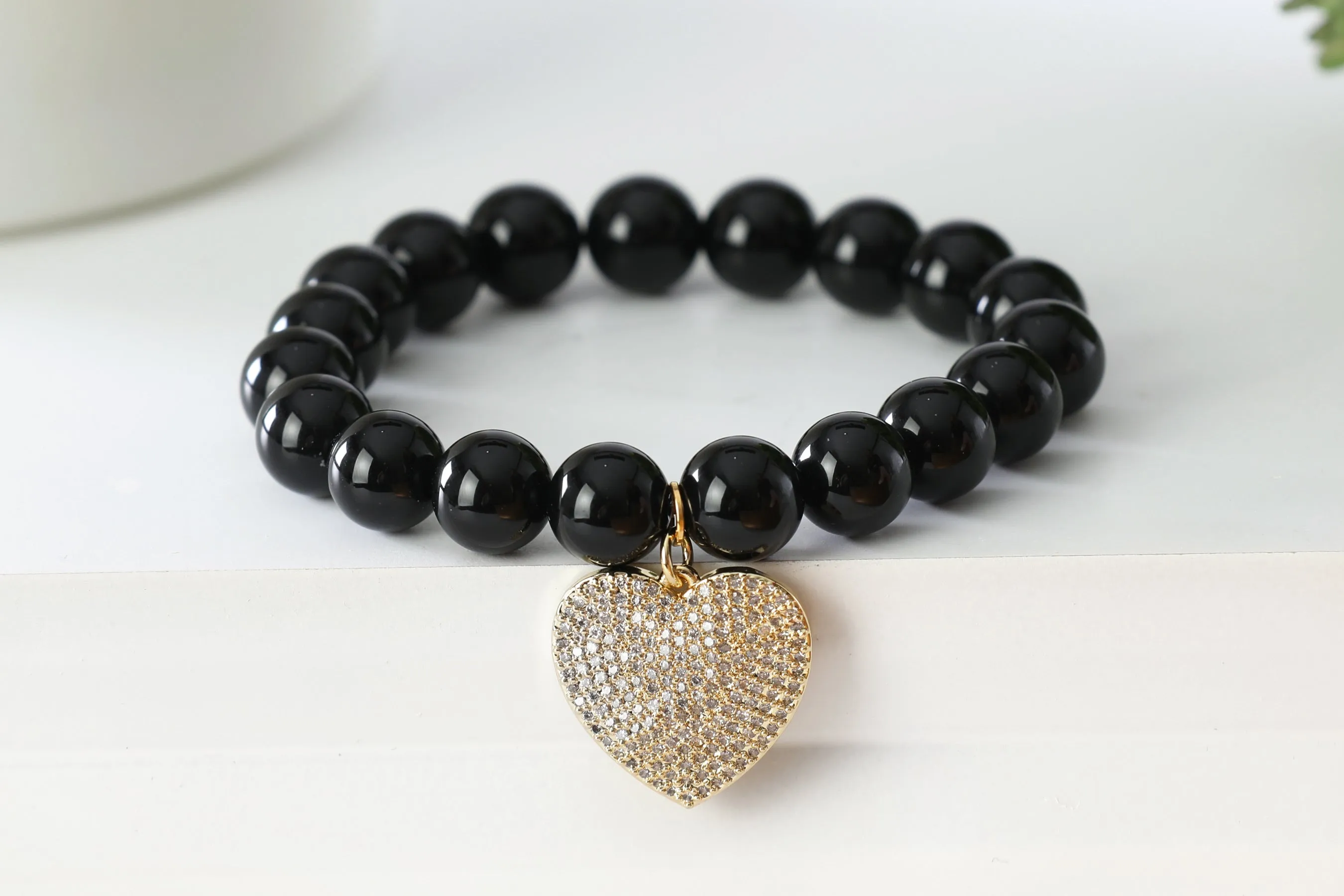 Gold Pave Wide Heart Charm