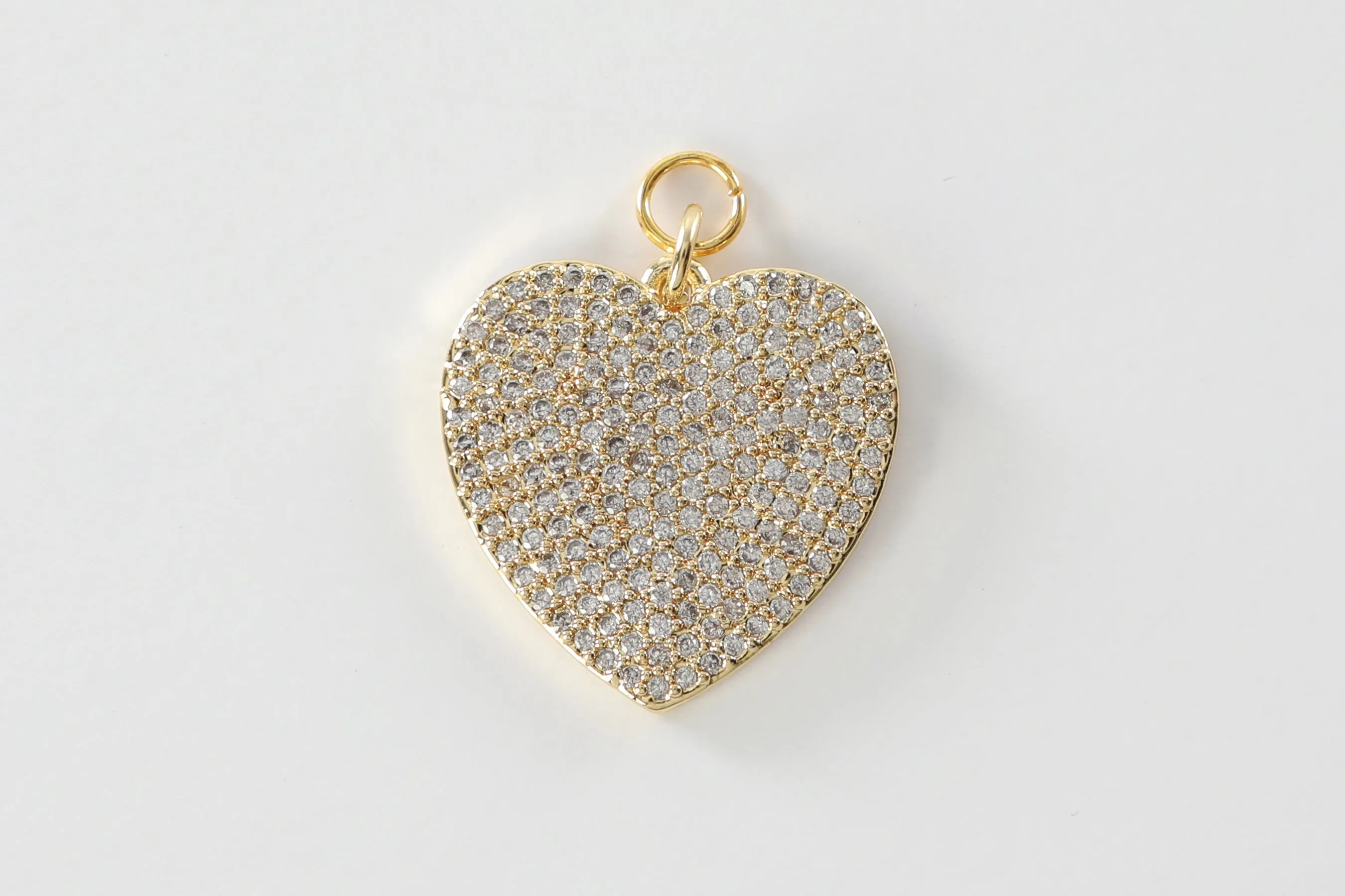 Gold Pave Wide Heart Charm