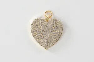 Gold Pave Wide Heart Charm