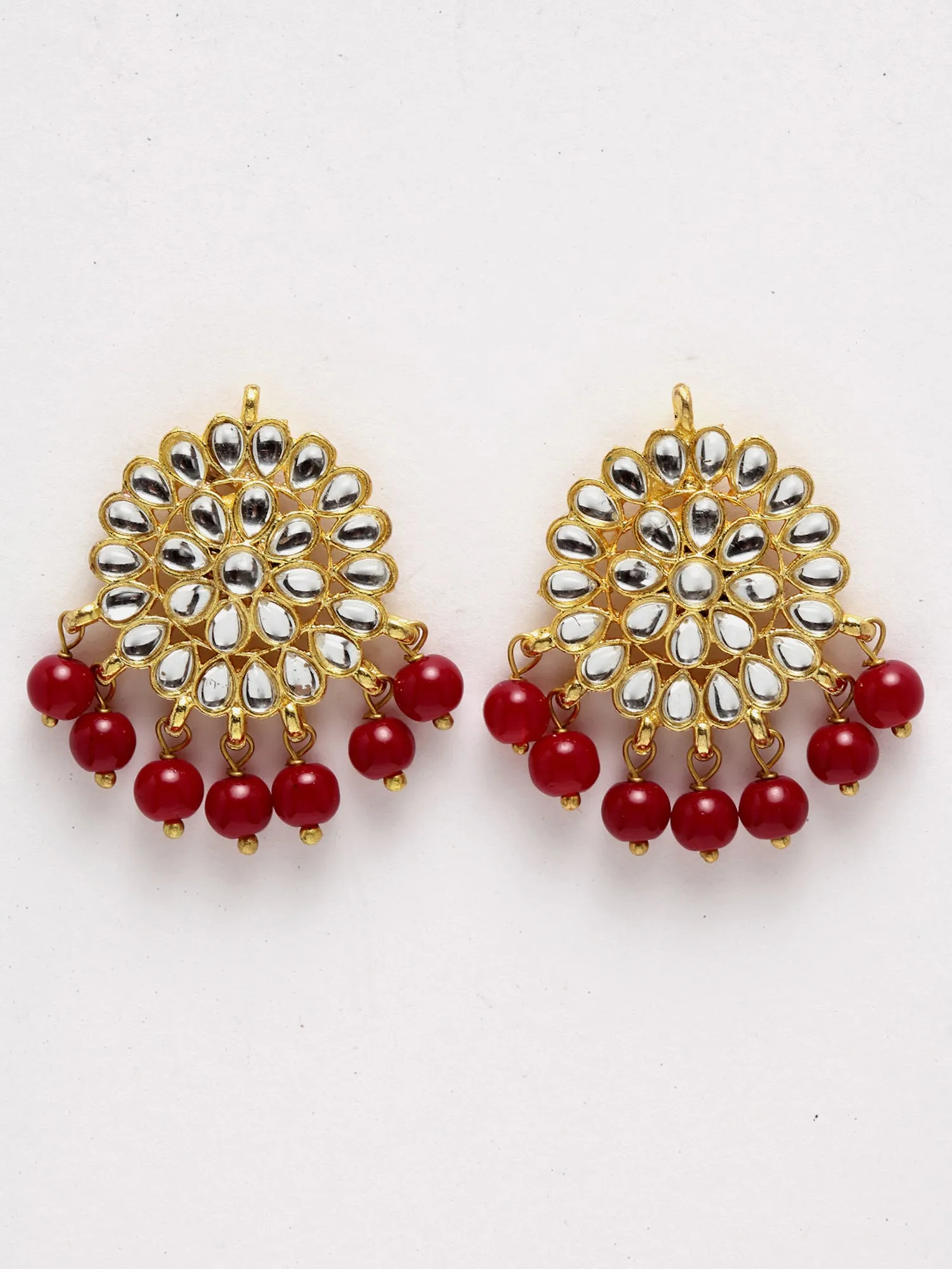 Gold Plated Antique Red Kundan Rani Haar Beaded Pendant Set