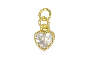 Gold Small Cubic Zirconia Heart Charm