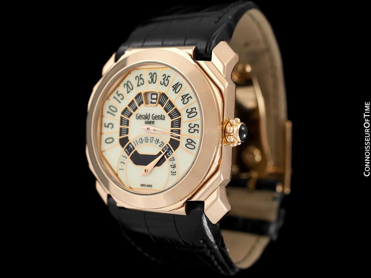 Gérald Genta Bi-Retrograde Large & Rare Mens Watch (Designer of Audemars Piguet Royal Oak) - 18K Rose Gold