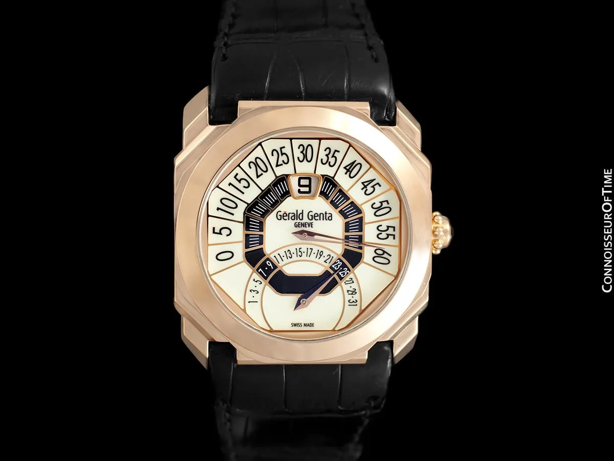 Gérald Genta Bi-Retrograde Large & Rare Mens Watch (Designer of Audemars Piguet Royal Oak) - 18K Rose Gold