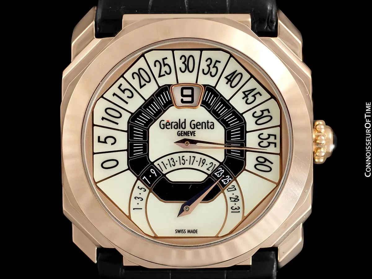 Gérald Genta Bi-Retrograde Large & Rare Mens Watch (Designer of Audemars Piguet Royal Oak) - 18K Rose Gold