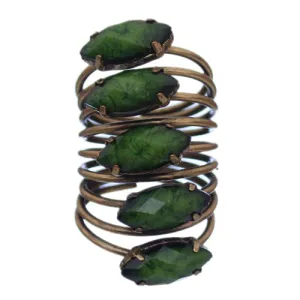 Green Beaded Coil Wrap Ring