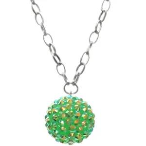 Green Beaded Fireball Charm Chain Necklace
