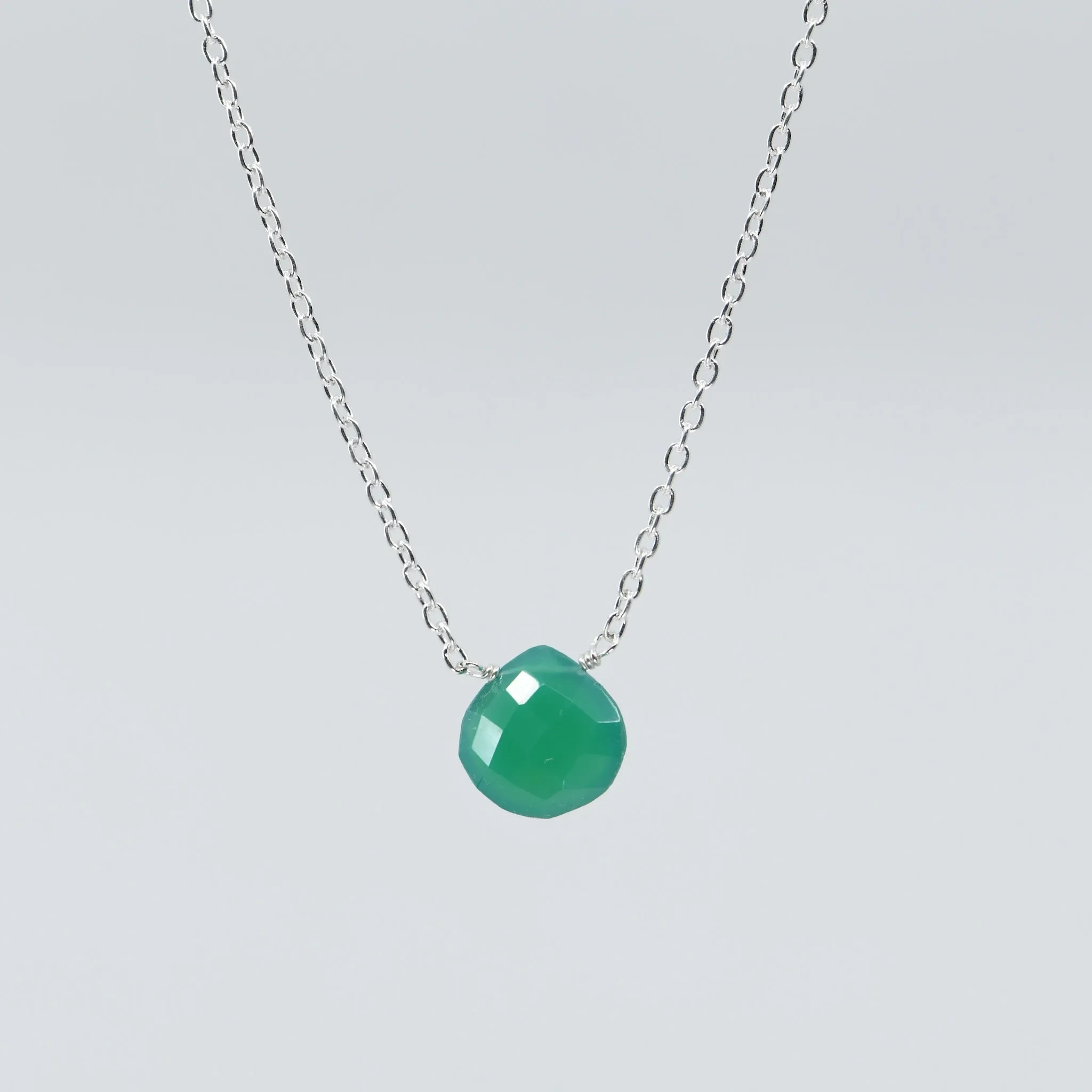 Green Onyx Pear-Shaped Suspended Pendant | Handcrafted Sterling Silver