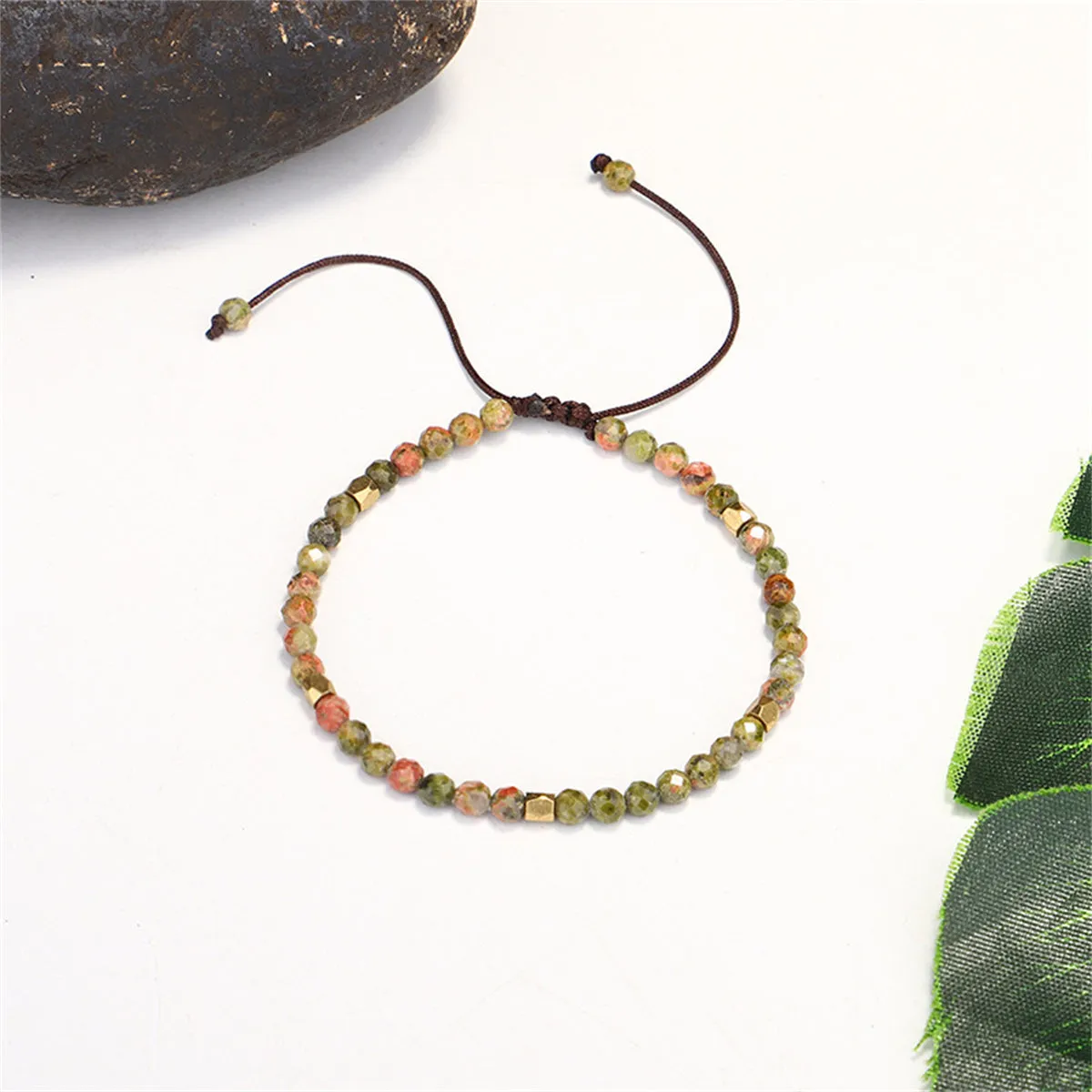 Green Quartz & 18K Gold-Plated Beaded Adjustable Bracelet