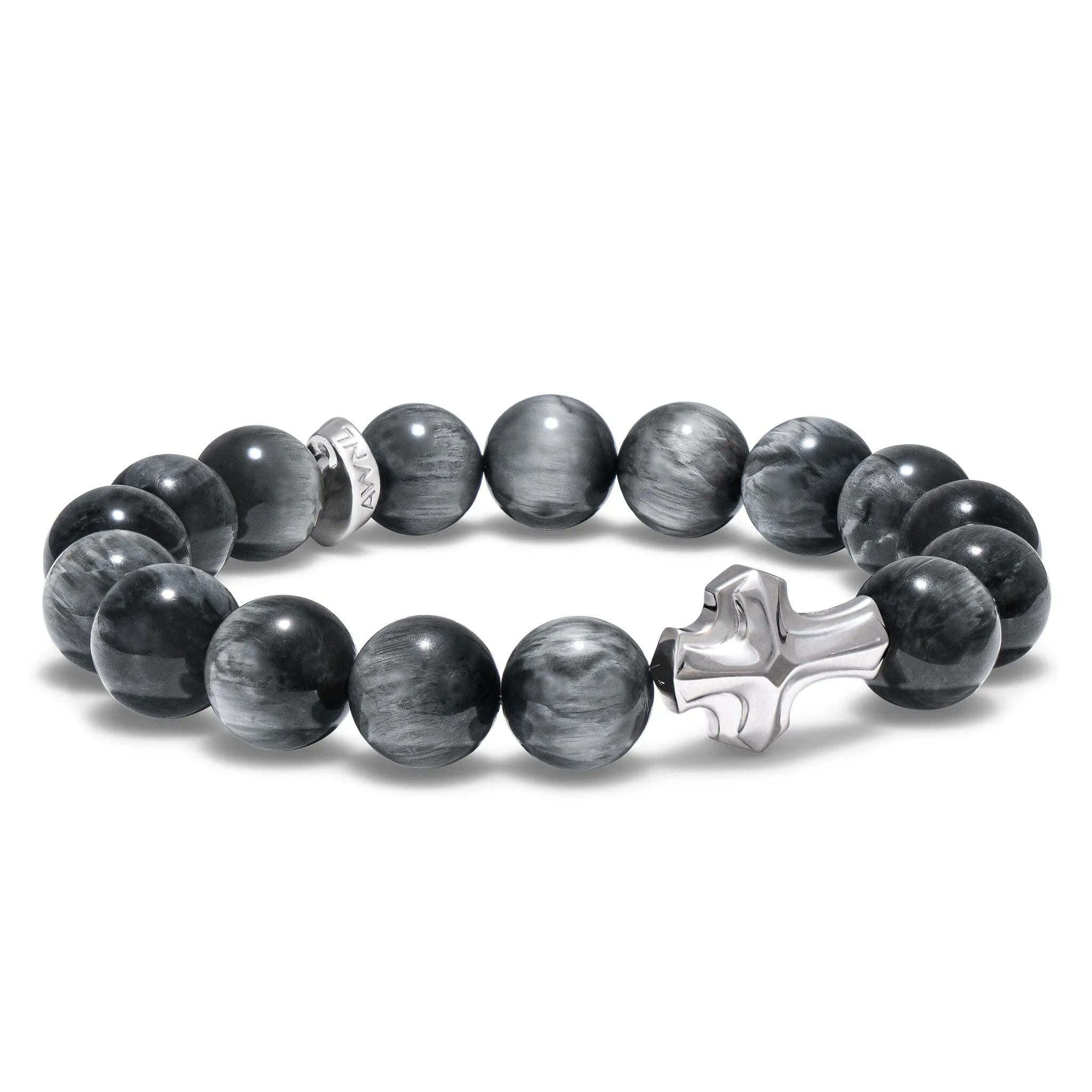 Grey Hawk Eye Cross Bracelet