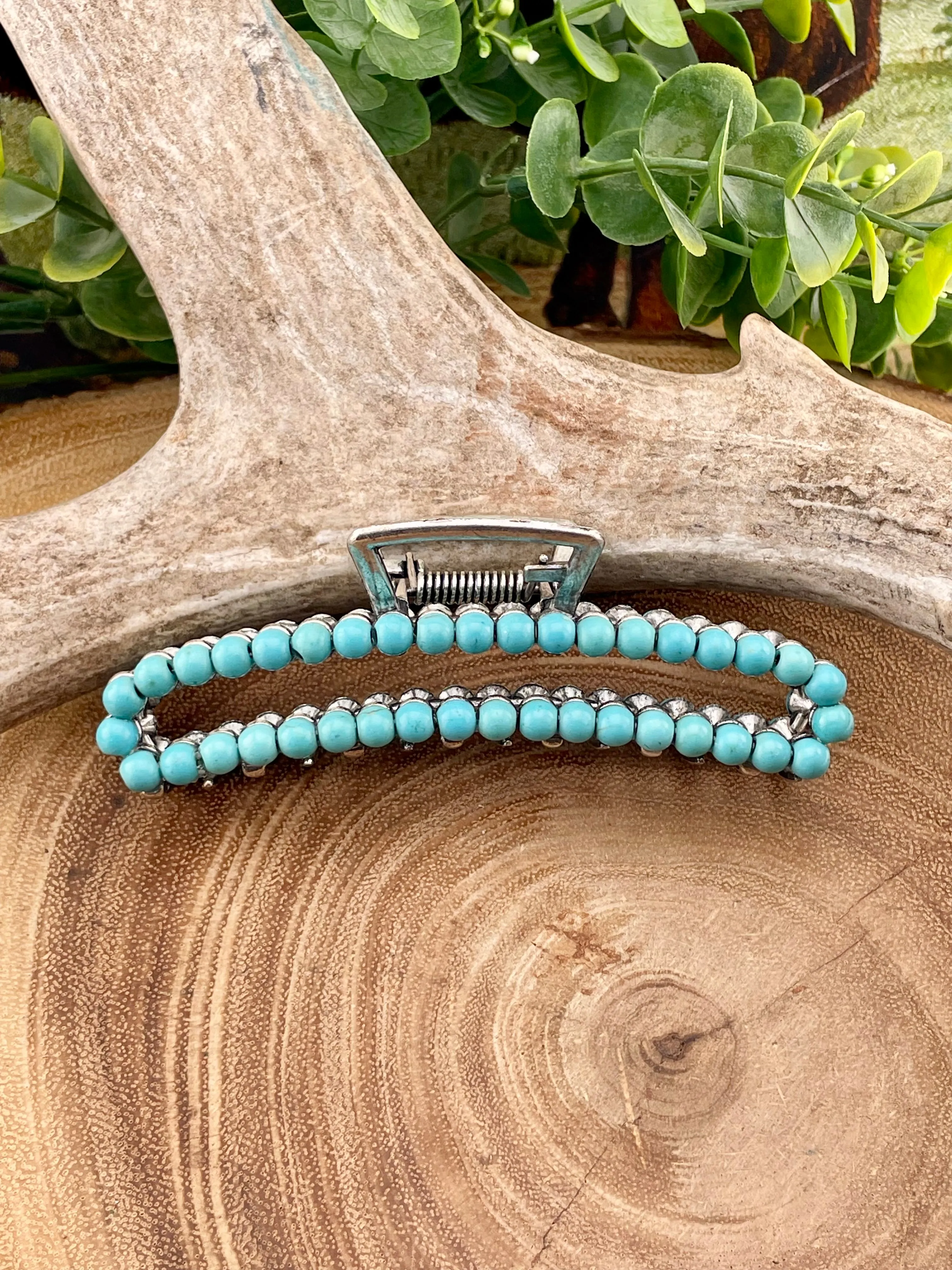 Hadley Fashion Stone Beaded Claw Clip - 4.25"
