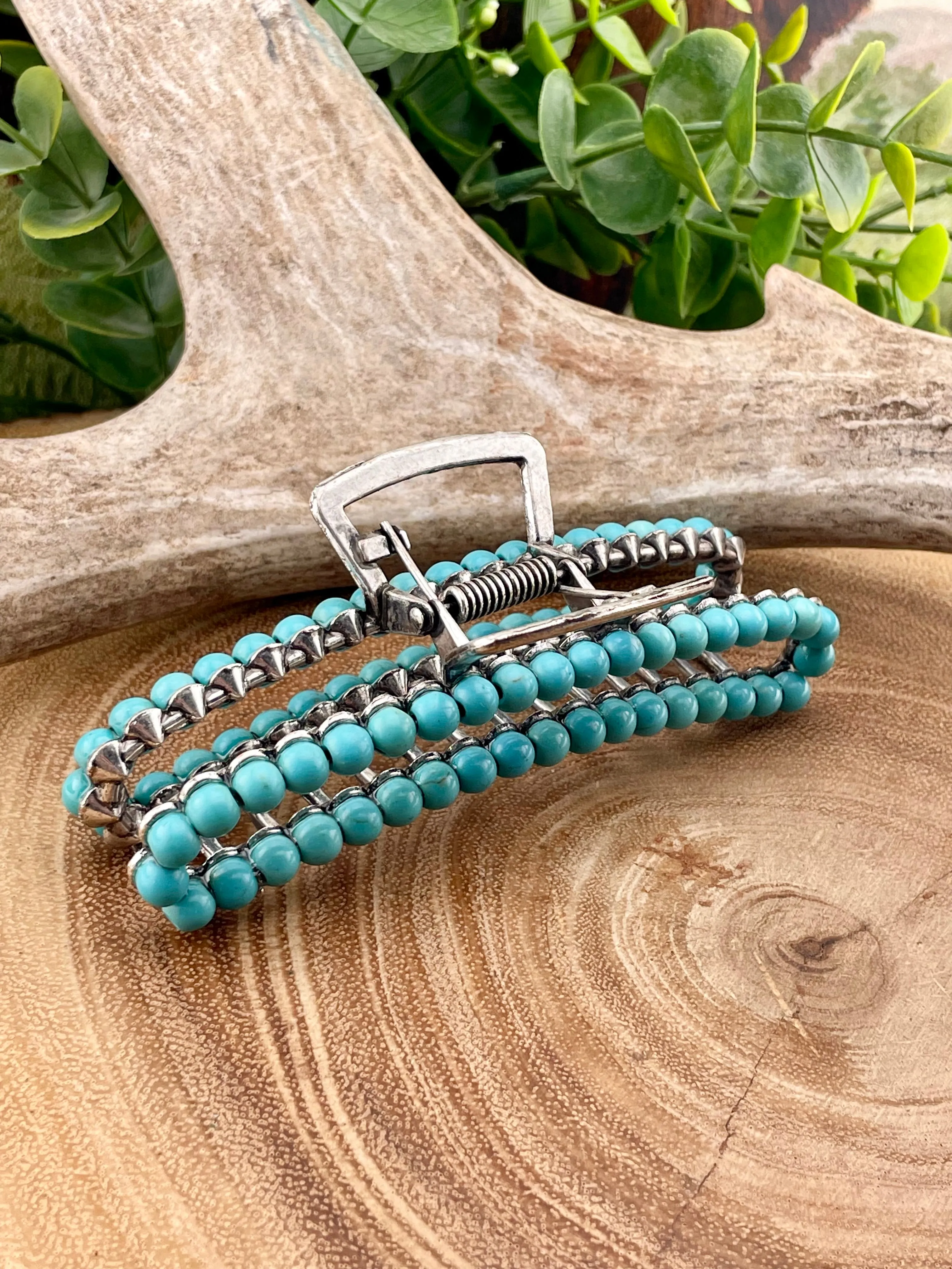 Hadley Fashion Stone Beaded Claw Clip - 4.25"