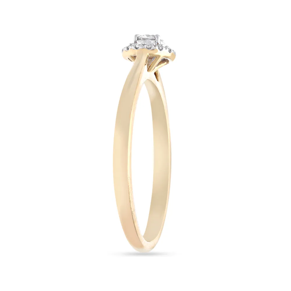 Halo Ring with 0.10ct of Diamonds in 9ct Yellow Gold
