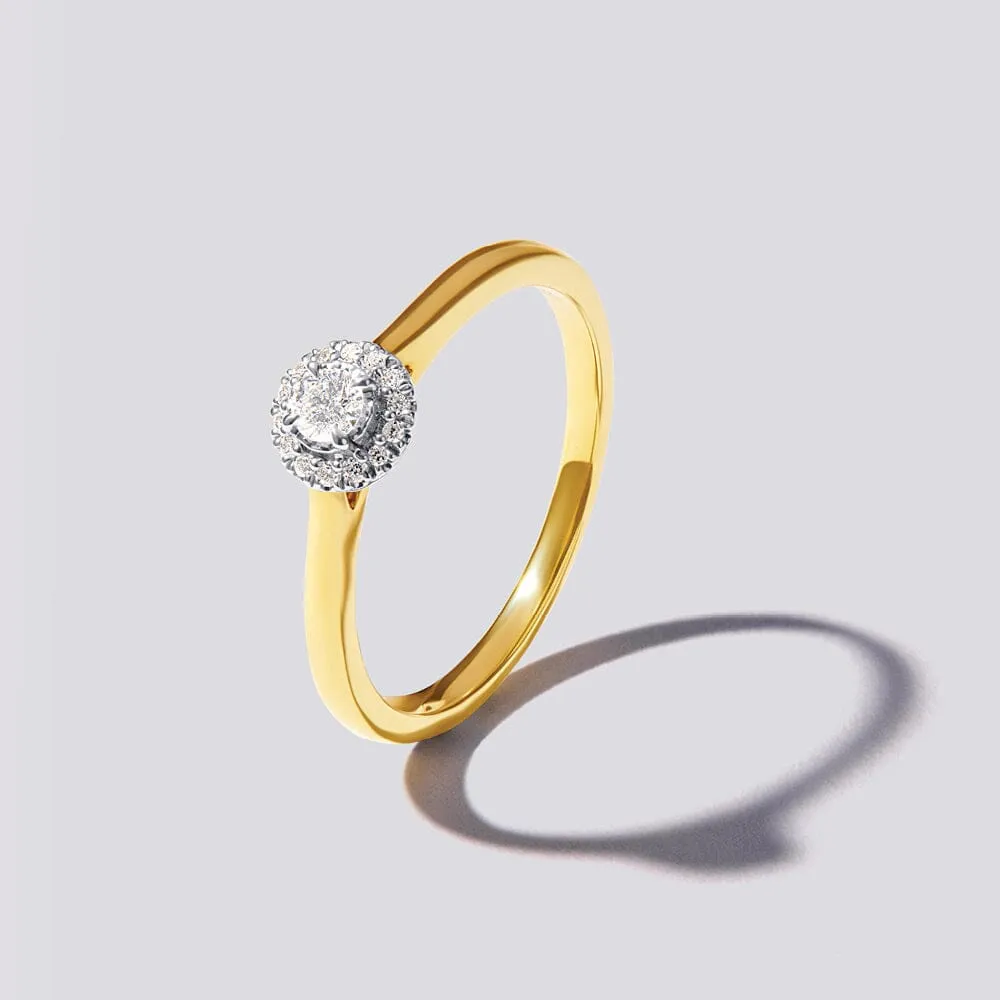 Halo Ring with 0.10ct of Diamonds in 9ct Yellow Gold