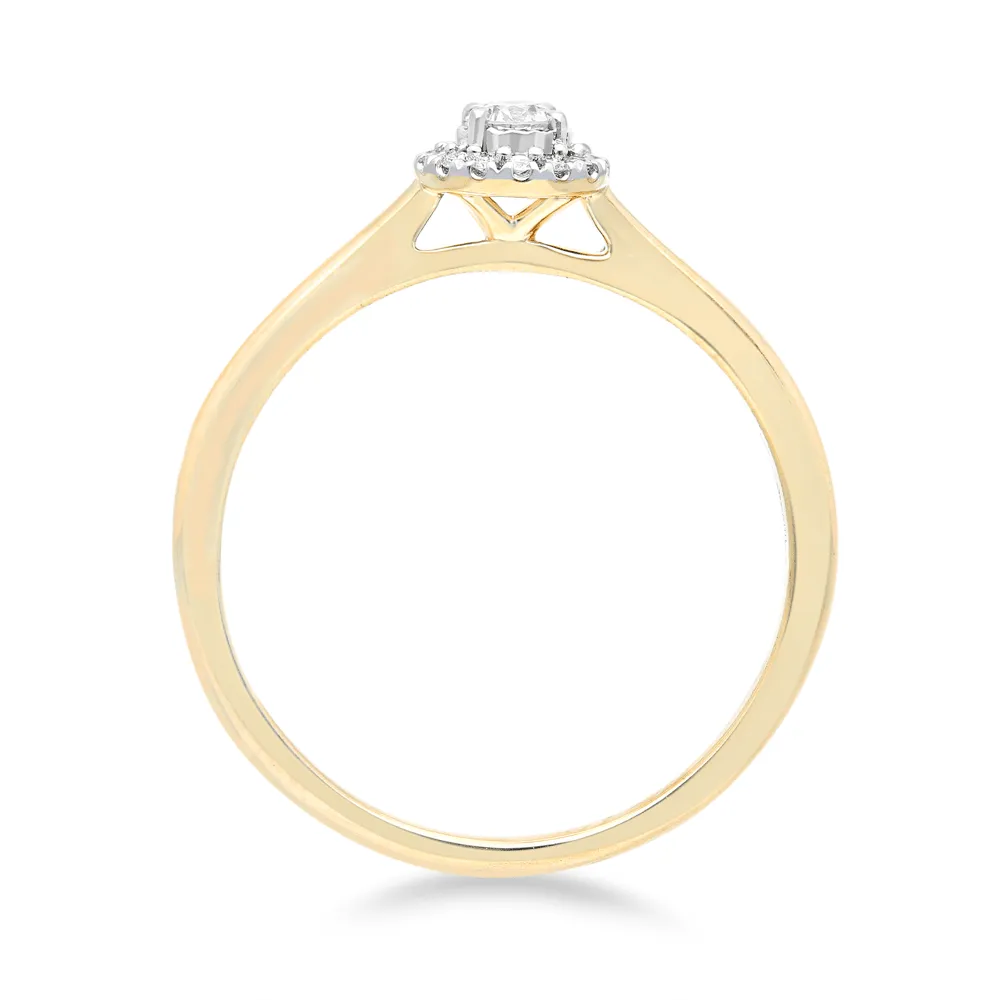 Halo Ring with 0.10ct of Diamonds in 9ct Yellow Gold
