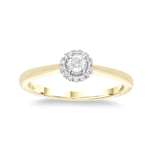 Halo Ring with 0.10ct of Diamonds in 9ct Yellow Gold