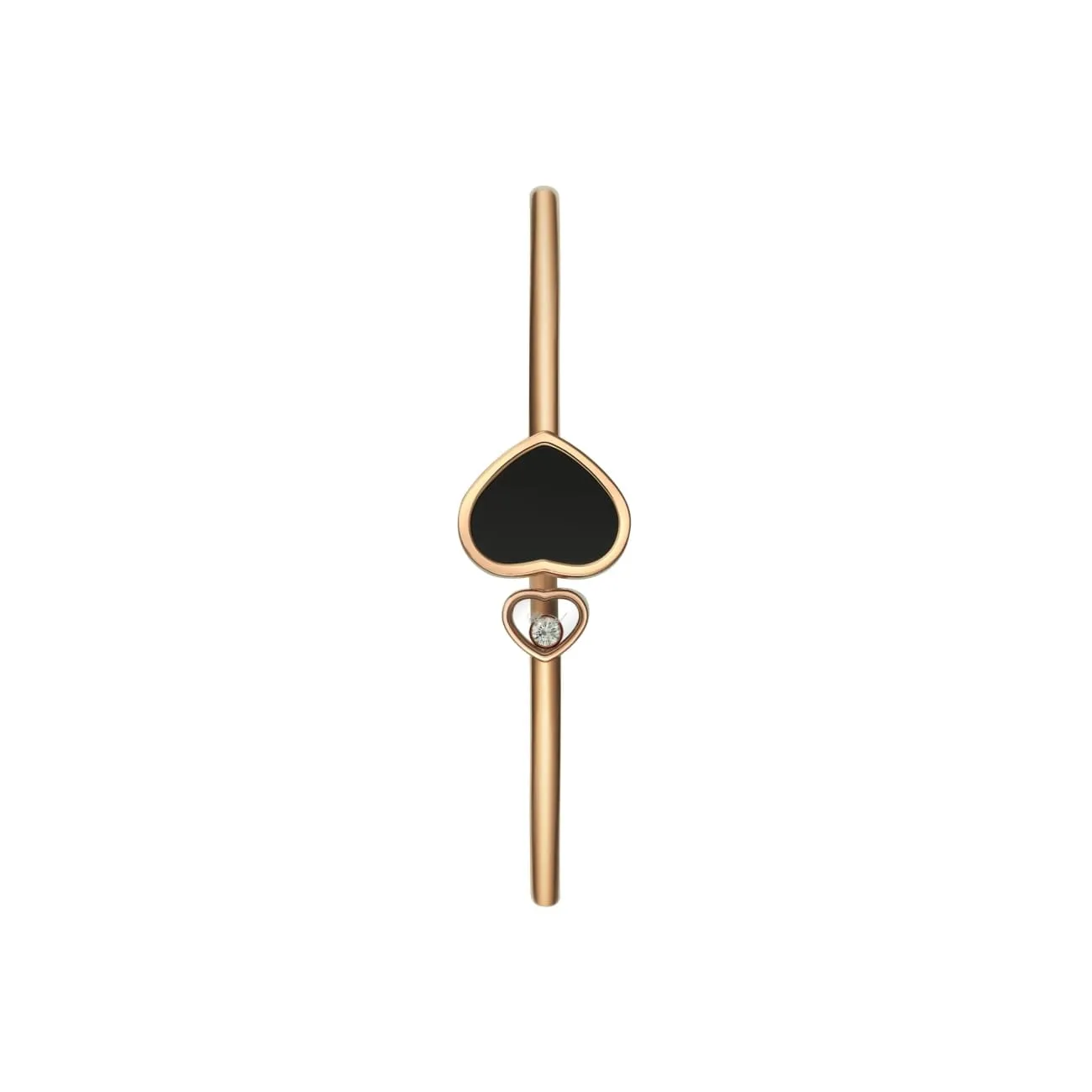 Happy Hearts Ethical Rose Gold Diamond Onyx Bangle Bracelet
