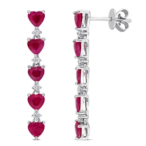 HEART-CUT RUBY DIAMOND DROP EARRINGS