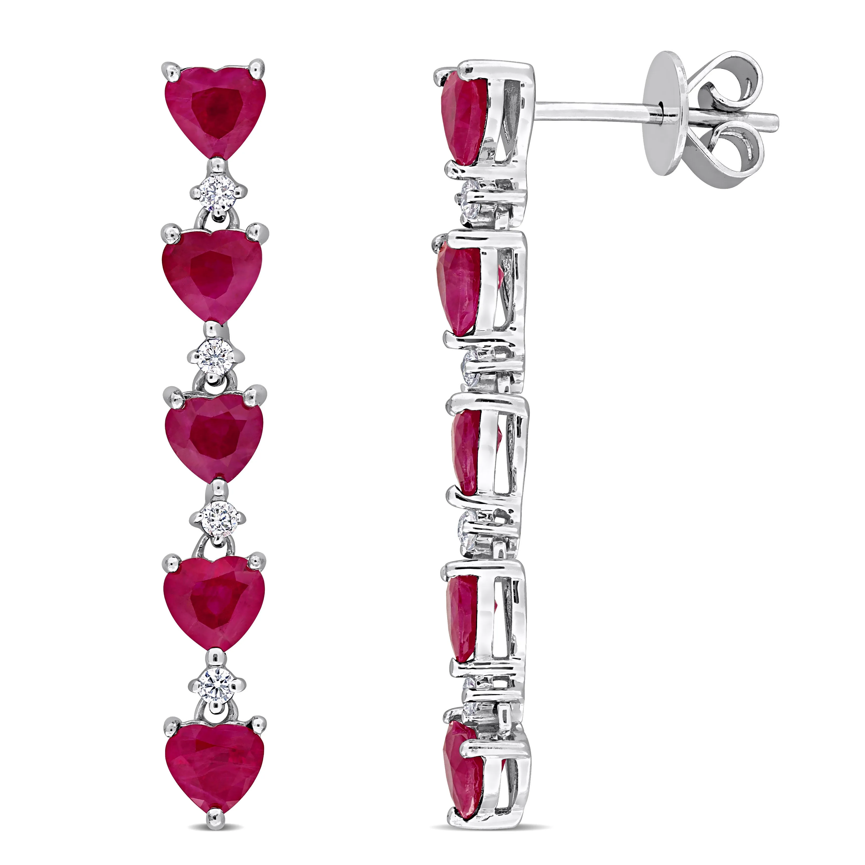 HEART-CUT RUBY DIAMOND DROP EARRINGS