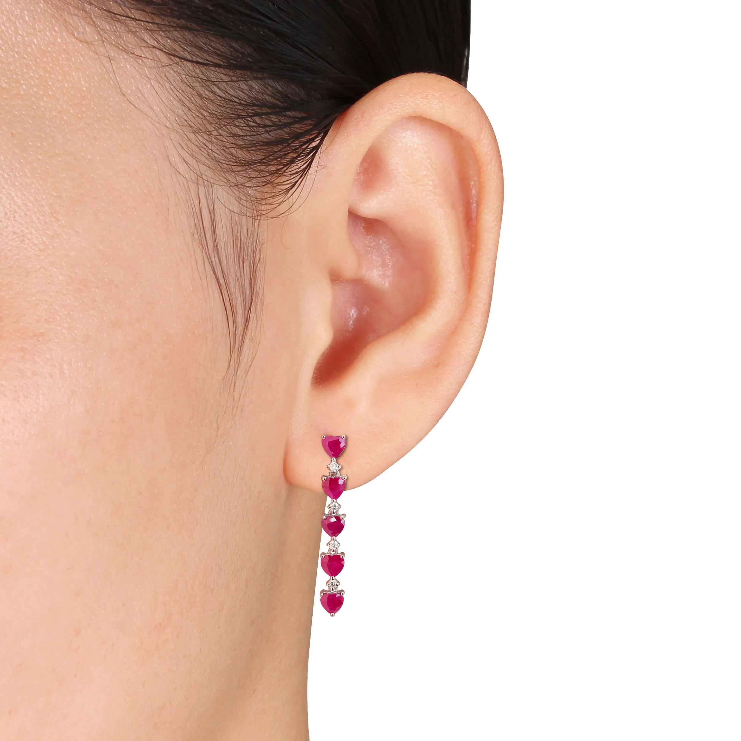 HEART-CUT RUBY DIAMOND DROP EARRINGS