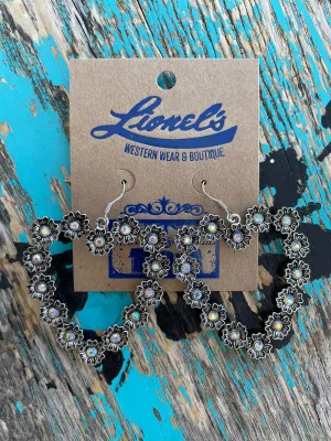 Hollow Floral Heart Crystal Earrings