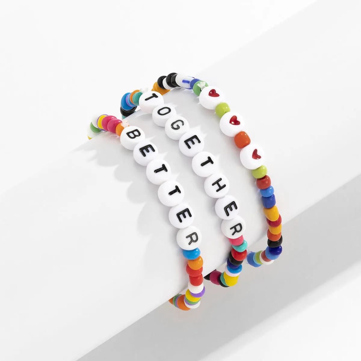 Howlite & Acrylic 'Better Together' Three-Piece Stretch Bracelet Set