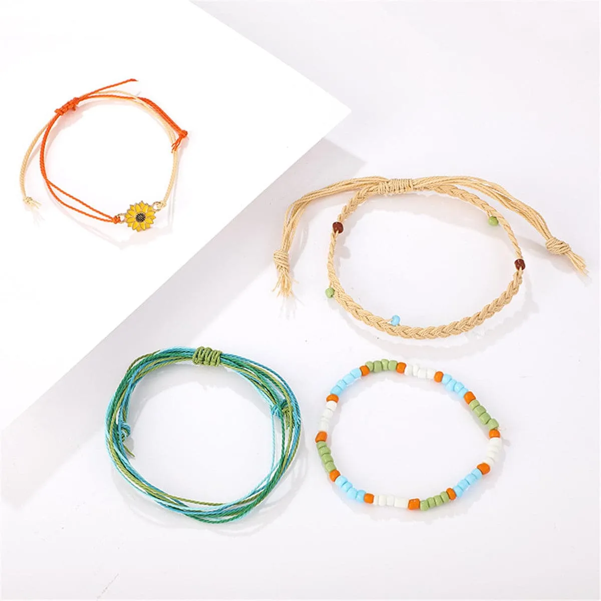 Howlite & Yellow Enamel Mum Beaded Bracelet Set