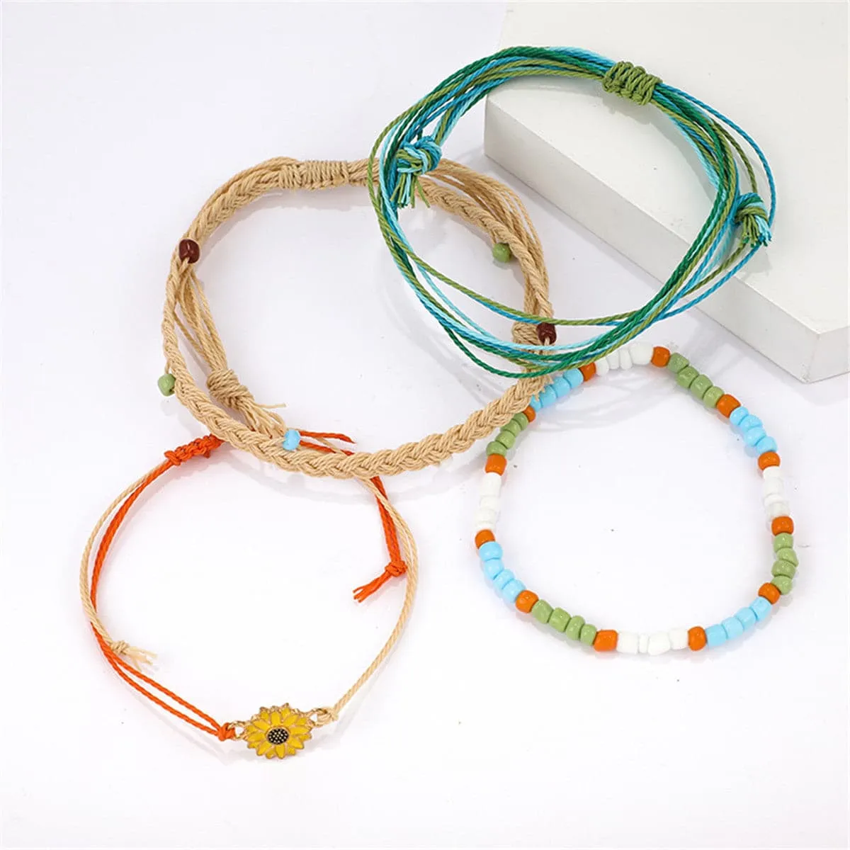 Howlite & Yellow Enamel Mum Beaded Bracelet Set
