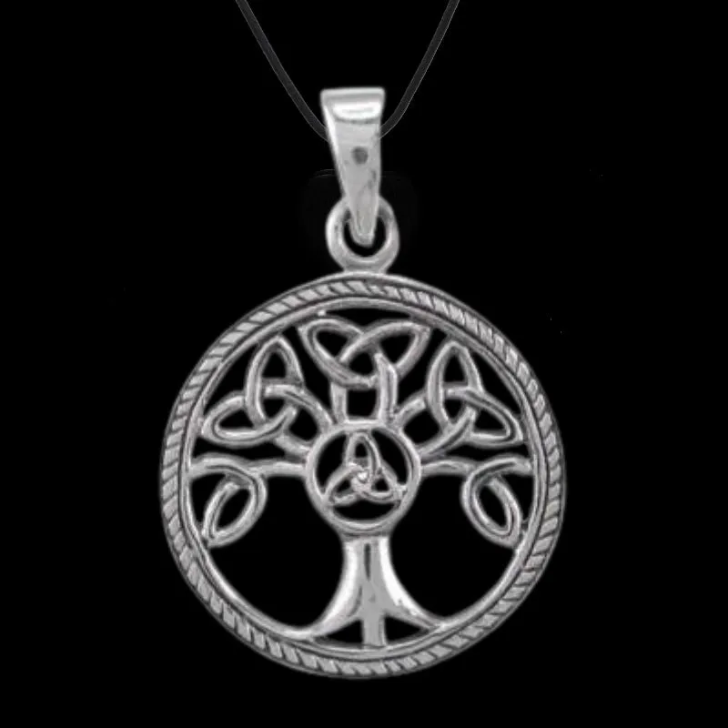 Irish Knots Family Tree Of Life Round Charm 925 Sterling silver Pendant