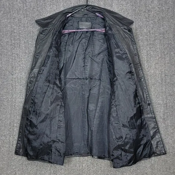 Jaclyn Smith Coat  Womens 3X Black Leather Classic Button Up Mid Length Jacket