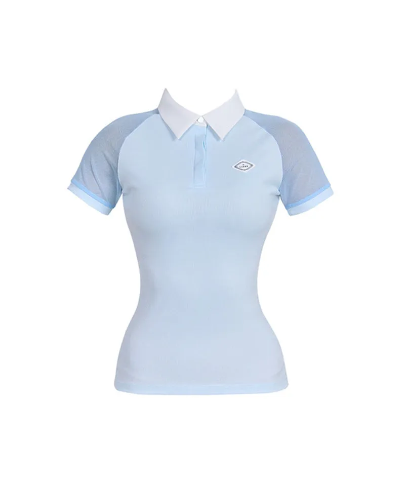 J.Jane Mesh Sleeve Raglan T-Shirt - Sky Blue