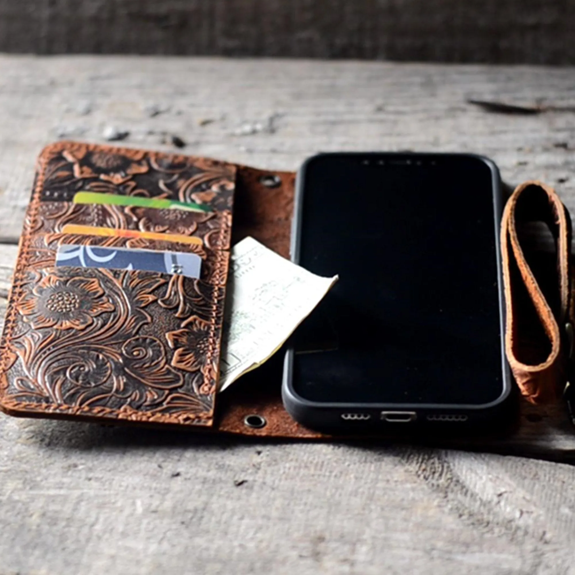 JJNUSA Genuine leather Vintage Wallet for Iphone 14 pro max / 14 plus  / 14 pro /  14