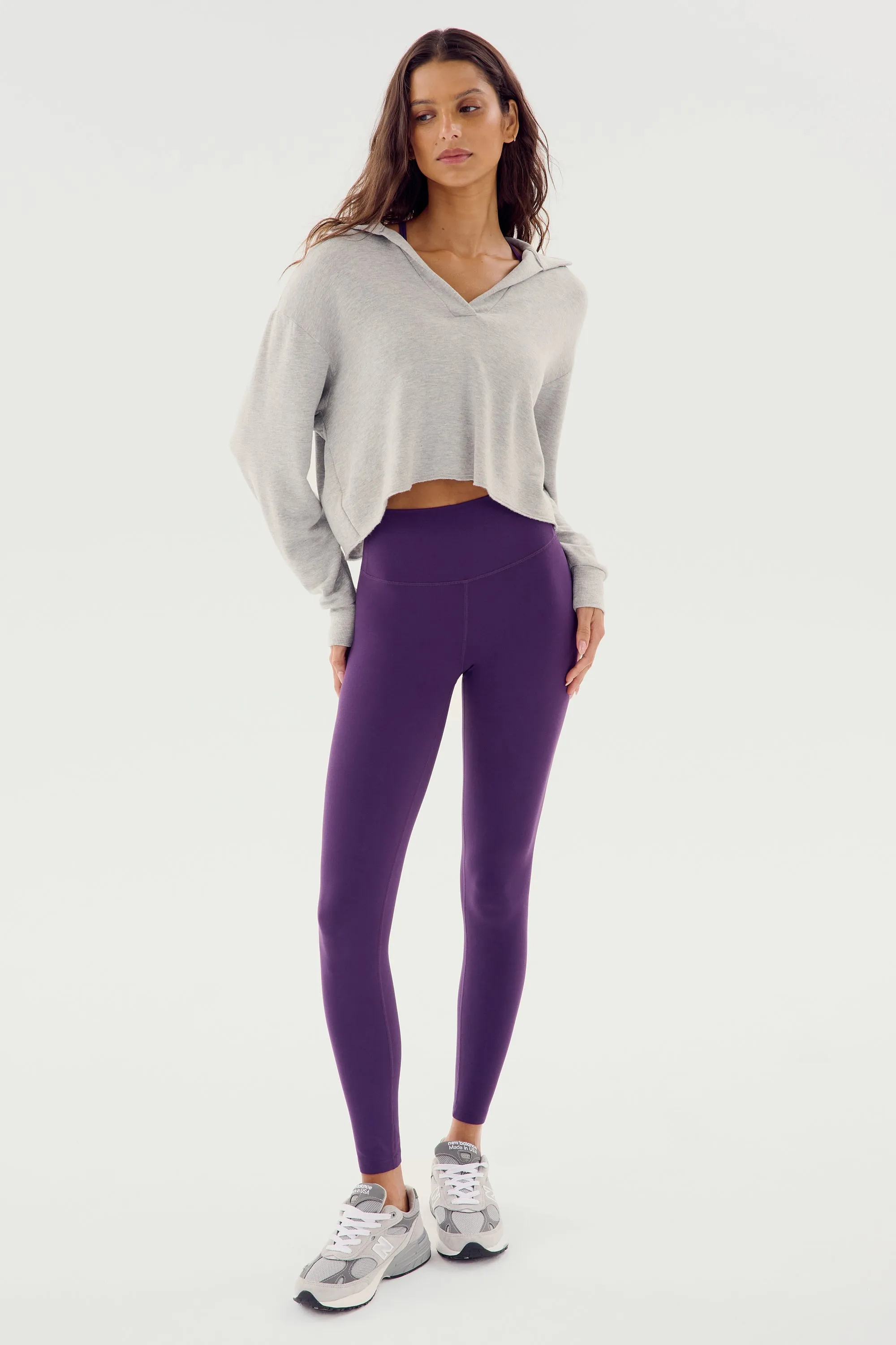 Joan Fleece Polo Sweatshirt - Heather Grey
