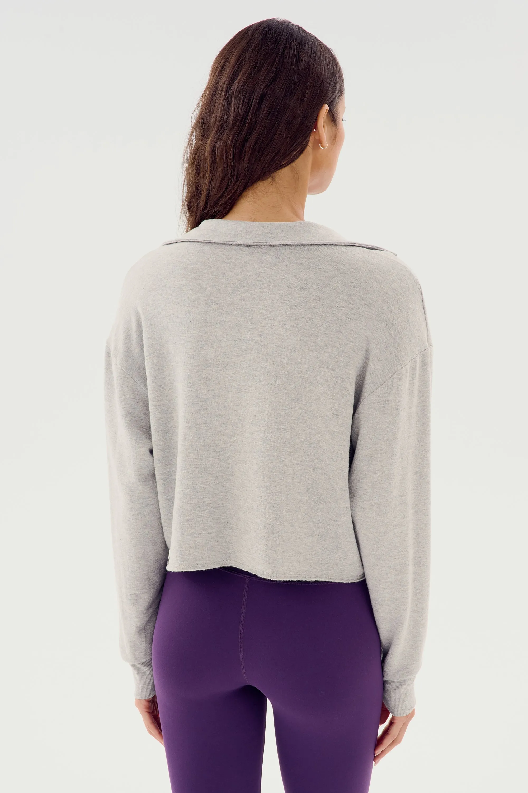 Joan Fleece Polo Sweatshirt - Heather Grey